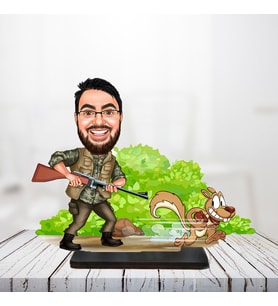 kişiye özel karikatür biblo avcı adam