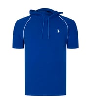 T8570 DEWBERRY KAPŞONLU ERKEK T-SHIRT-DÜZ SAKS (Karışık)