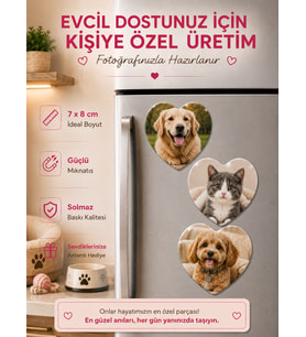 3 Kalpli Patili Dost Fotoğraf Magneti Kişiselleştirilebilir Evcil Hayvan Anı Hediyesi
