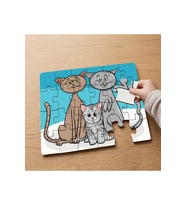 Sevimli Kedi Ailesi Tasarımlı 24 Parça Ahşap Çocuk Puzzle MPK0145