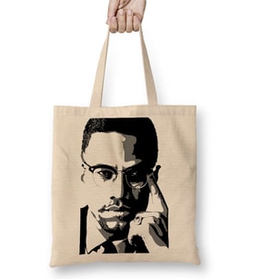Malcom X İllustrasyon Bez Çanta Uzun Saplı