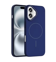 Apple iPhone 16 Uyumlu Kılıf M-safe Şarj Özellikli Zore Ruby Sert Kapak (Lacivert)