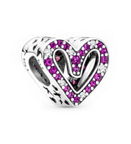 Nur Silver Pembe Taşlı Kalp Gümüş Charm NUR-BL00320