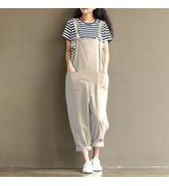 Askılı Büyük Cep Detaylı Kadın Salopet Tulum (Beyaz)