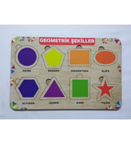 Ahşap Geometrik Şekiller Puzzle Eğitici Oyuncak