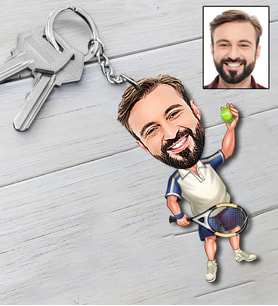 Kişiye Özel Tenis Tasarımlı Karikatür Anahtarlık 50