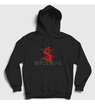 Presmono Unisex Siyah Logo V3 Sepultura Kapüşonlu Sweatshirt 173318tt
