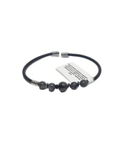 JTSS26BLK1734 PASLANMAZ ÇELİK BİLEZİK SİLİKON KAPLAMA LABRADORİT ve HEMATİT DOĞALTAŞLI GARANTİLİ JANTİ BİLEKLİK