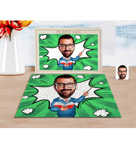 BK Gift Kişiye Özel Erkek Öğretmen Karikatürlü 1000 Parça Profesyonel Puzzle-2