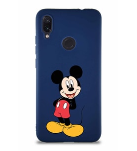 Xiaomi Redmi Note 7 Pro Soft Premier Kapak Mickey Mouse-B Tasarımlı Silikon Kılıf - Lacivert (Şeffaf)