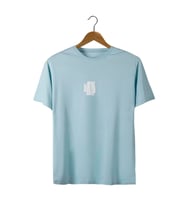 Buz Mavisi Ön Ve Arkası Kabartma Baskılı Oversize T-shirt