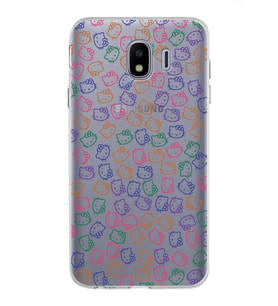Samsung Galaxy J4 Kapak Hello Kitty Tasarımlı Şeffaf Silikon Kılıf
