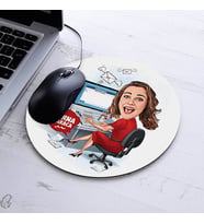 Kişiye Özel Çalışan Kadın Tasarımlı Karikatürlü Mousepad