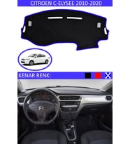 Citroen C-elysee 2010-2020 Için Uygun Torpido Koruma Halısı Siyah Kenar Renk Mavi