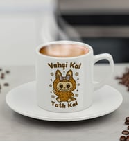 BK Gift Sevimli Canavar Tasarımlı Tasarımlı Türk Kahvesi Fincanı-5, Arkadaşa Hediye, Sevgiliye Hediye, Doğum Günü Hediyesi