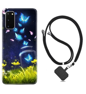 Samsung A02S A03S A10 A12 A13 A21S A22 Kılıf Boyun Askılı Silikon Neon Butterflys 1309