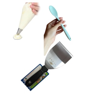 12'li Krema Torbası + Yeşil Kaşık + Pasta Spatulası