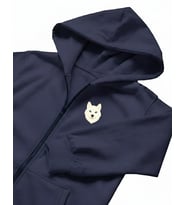 Erkek Beyaz Husky Baskılı Oversize Fermuarlı Hoodie (Lacivert)