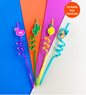 4'lü Figürlü Plastik Pipet Seti