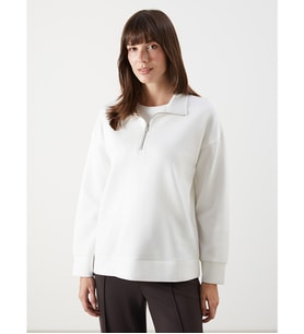 LCW Comfort Beyaz Dik Yaka Kadın Sweatshirt
