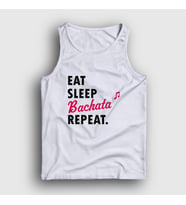 Presmono Unisex Beyaz Eat Sleep Bachata Repeat Hediye Dance Dansçı Atlet 464160tt (Beyaz)