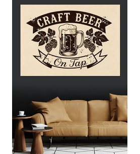 Bira "Craft Beer On Tap" Afişi Dekoratif Kanvas - Mdf Ahşap Tablo