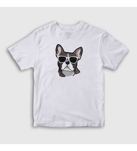 Presmono Unisex Çocuk Beyaz French Bulldog Köpek T-Shirt 401540tt (Beyaz)