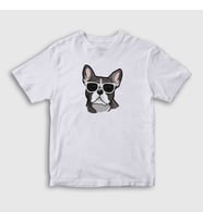 Presmono Unisex Çocuk Beyaz French Bulldog Köpek T-Shirt 401540tt (Beyaz)