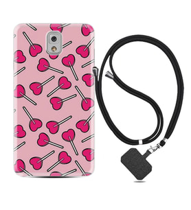Samsung Note 3 4 5 8 9 20 Ultra 10 Lite Kılıf Boyun Askılı Silikon Heart Lollipop 1414