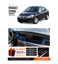 RENAULT SYMBOL AİRBAGSİZ (2008-2011) Uyumlu Torpido Örtüsü Torpido Kılıfı - Siyah Mavi