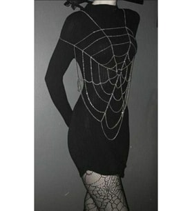 Özel Tasarım Örümcek Ağı Vücut Aksesuarı Halloween Konseptli Parti Kolyesi Gotik Tarzda Takı