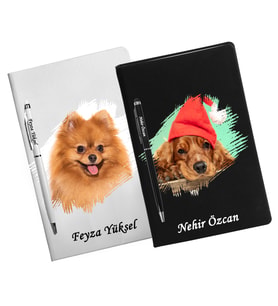 Kişiye Özel Köpek Tasarımlı İkili Defter Kalem Hediye Seti