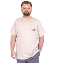 Mode XL Büyük Beden Erkek T-Shirt Bisiklet Yaka Compaes U25021 Bej