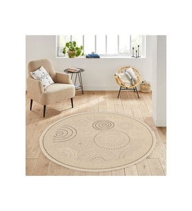 Eliana Home Baskılı, Yıkanabilir Kaymaz Taban Yuvarlak Halı LNA7155 120x120 cm (Bej)
