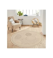 Eliana Home Baskılı, Yıkanabilir Kaymaz Taban Yuvarlak Halı LNA7155 120x120 cm (Bej)
