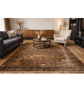 Hoom Rugs LL60A Modern Makine Halısı (Kahverengi-Siyah)