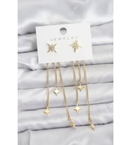 Kutup Yıldızı Model Gold Renk Pirinç Sallantılı Kadın Küpe 5886 - HPSBYI6581-4313