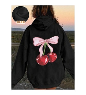 Unisex Kurdele Visne Baskılı Oversize Sweatshirt (Siyah)