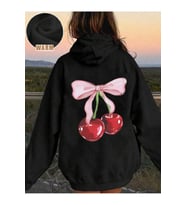 Unisex Kurdele Visne Baskılı Oversize Sweatshirt (Siyah)