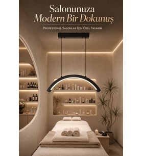 Askılı LED Kirpik Lambası Yarım Ay Lamba Salon Cilt Bakım Lambası Kumandalı 48W (Siyah)