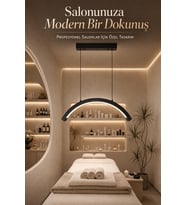 Askılı LED Kirpik Lambası Yarım Ay Lamba Salon Cilt Bakım Lambası Kumandalı 48W (Siyah)