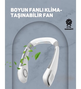 Usb Şarjlı Giyilebilir Fan 5 Kademeli Rüzgar Hızı, Sessiz Turbo Soğutma, 360° Hava Sirkülasyonu