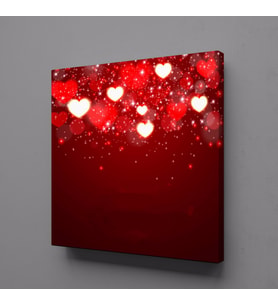 IŞIKLI KALPLER KANVAS TABLO 90x90cm (Karışık)