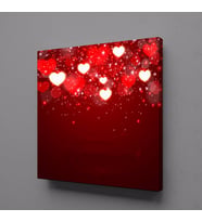 IŞIKLI KALPLER KANVAS TABLO 90x90cm (Karışık)