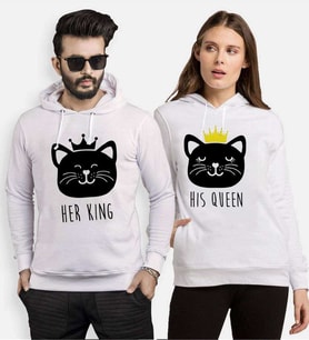 Tshirthane Cat King Cat Queen Sevgili Kombinleri Kapüşonlu Kombini (Tek Ürün Fiyatıdır.)