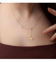 Kişiye Özel 925 Ayar Gümüş İsim Sallantılı Yusufçuk Charm Kolye (Gold)
