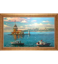 Çerçeveli Paspartulu Manzara Tablo bm1188 (Gold)