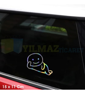 Rahat İnsan Komik Hologram Motosiklet Oto Cam Sticker Araba Etiket Çıkartma Yapıştırma 15 X 11 Cm