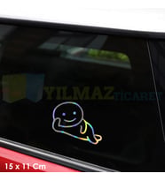 Rahat İnsan Komik Hologram Motosiklet Oto Cam Sticker Araba Etiket Çıkartma Yapıştırma 15 X 11 Cm