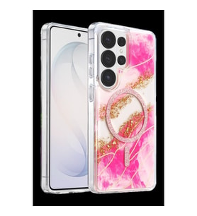 Onegif Samsung Galaxy S26 Ultra Lotus Simli Magsafe Kapak - Pembe